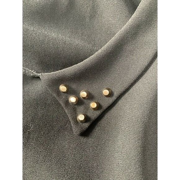 Zara Womens Black Bronze Studded Short Sleeve Sheer Pleated Top Small - Picture 3 of 6